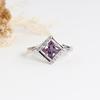 925 Sterling silver square ring synthetic color change Alexander nano elegant fashion birthday gift for women