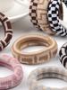 8pcs bold large towel print hair ring, high elasticity seam head rope ball head rubber band hair ornament