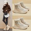 Winter Women's Boots High Top Plush New Korean Student Platform Height Increasing Casual Warm Lace Up Outdoor Ankle Boots