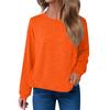 Women's Fashion Loose Round Neck T-Shirt Solid Color Casual Long Sleeve Top