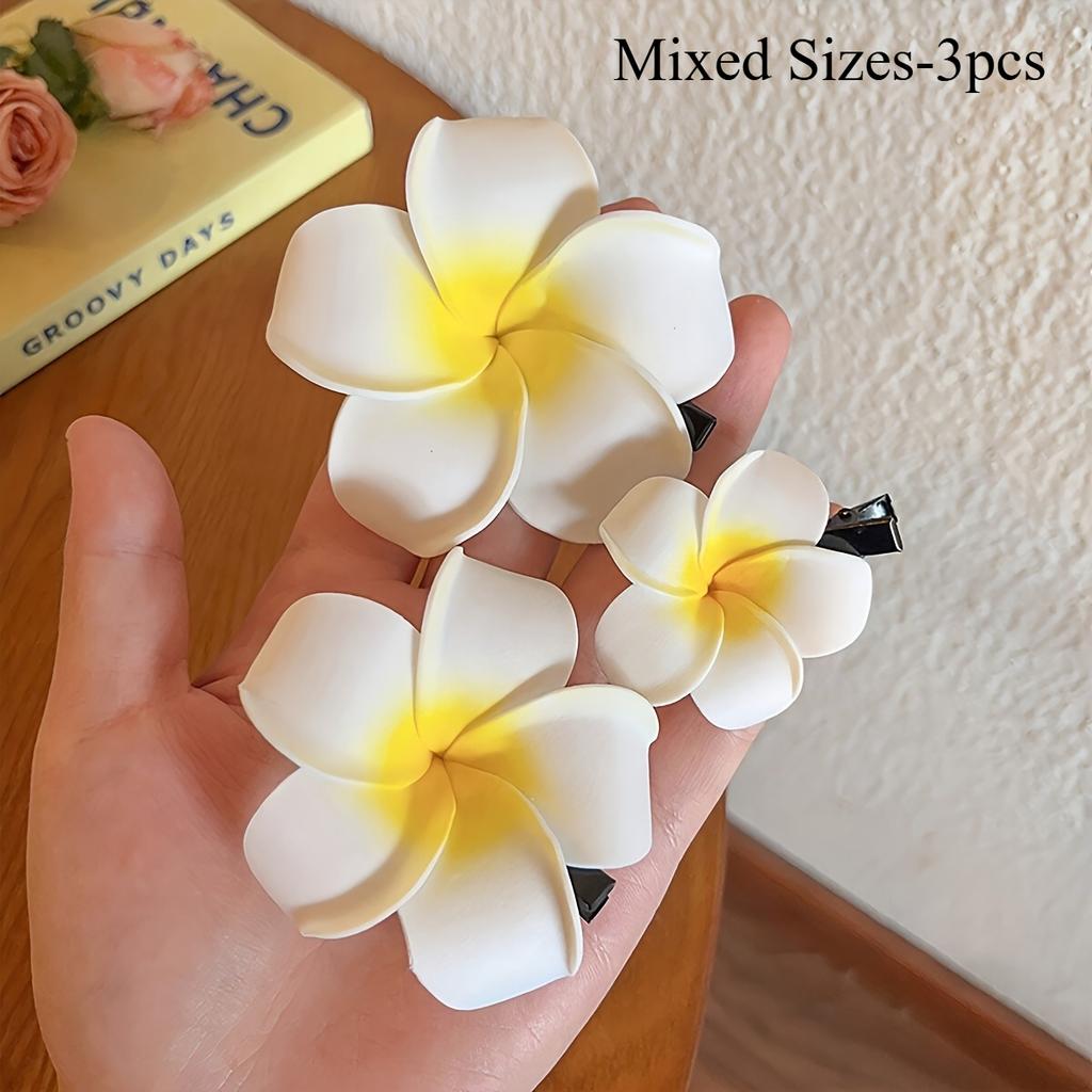 Bohemian Floral Hair Clips Fashion Plumeria Flower Hair Clips Aesthetic Hairpins Egg Flower Barrette Party Bag Hair Accessories