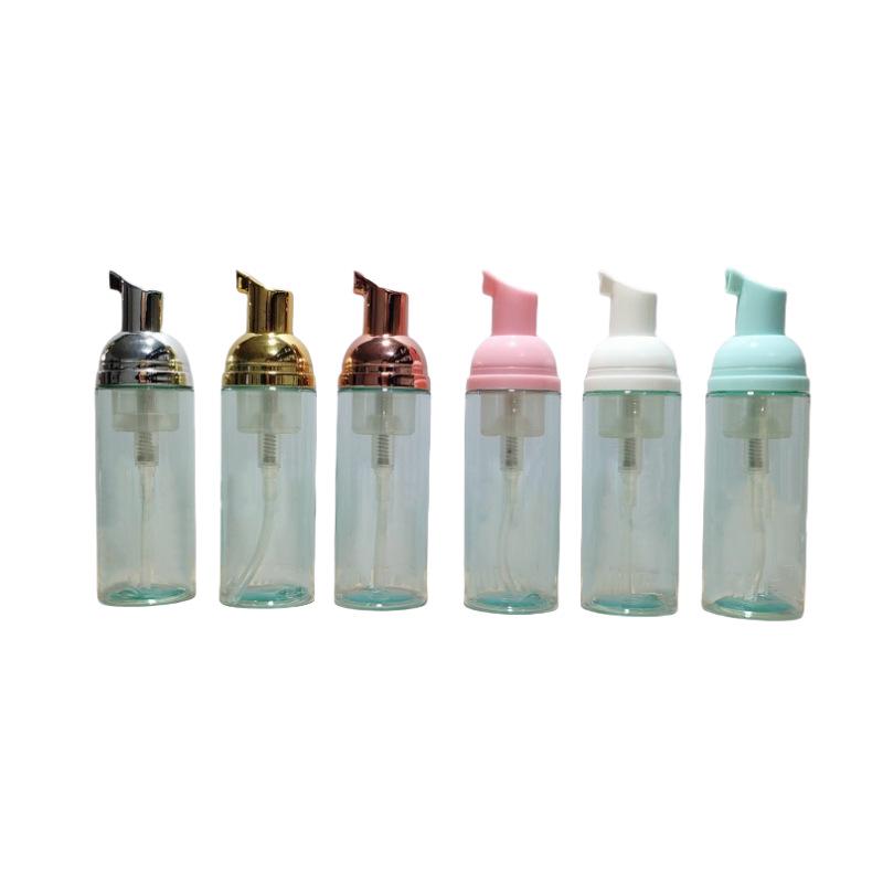 60ml Portable Transparent Green Facial Cleanser Foaming Bottle