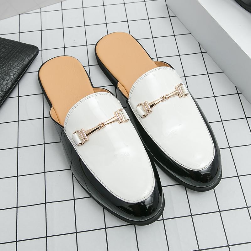 Fashion New Trend Male Muller Shoes Simple Style Peas Shoes British Style Slip-On Men's Lazy Shoes Driving Half Drag Non-Slip Slippers