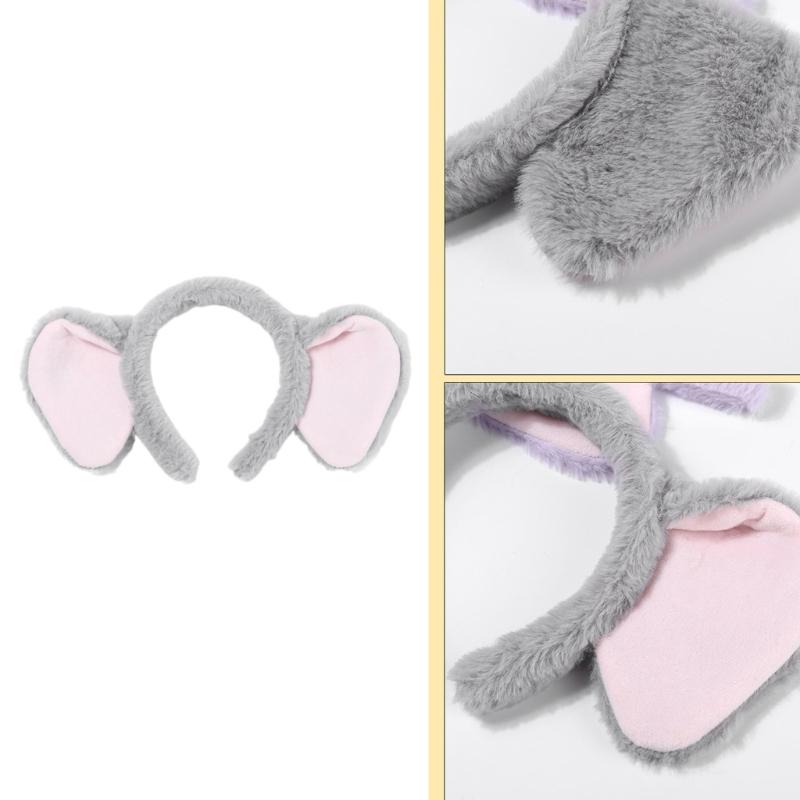 Plush Elephant Cartoon Headband for Kids Hairpieces Headwear Soft Hair Accessory for Makeup and Skincare