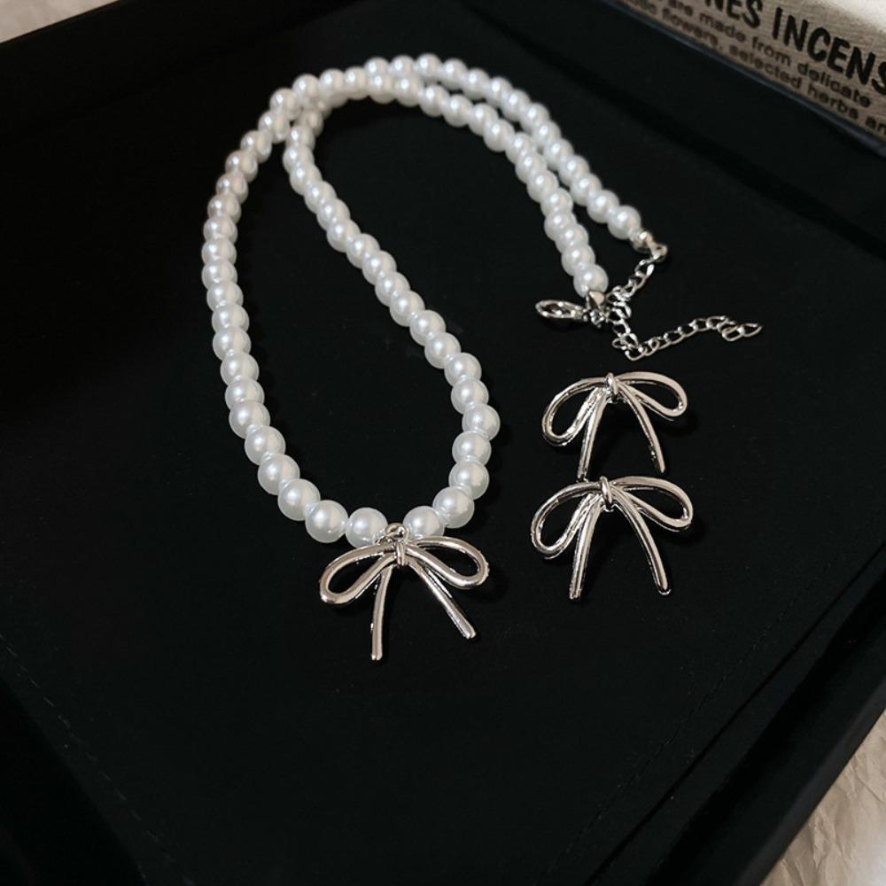 

Высококачественное жемчужное ожерелье с простым бантом, цепочка на воротниковую кость, новые простые аксессуары с бантом