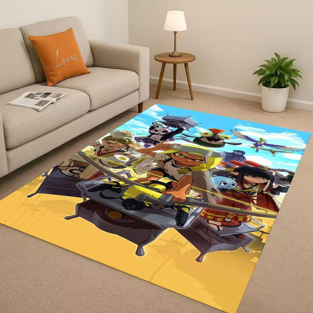 3D Splatoon Game Cartoon Living Room Non Slip Area Rug Soft Carpet for Bedroom Playroom Sofa,Easy Clean Home Decor Doormat