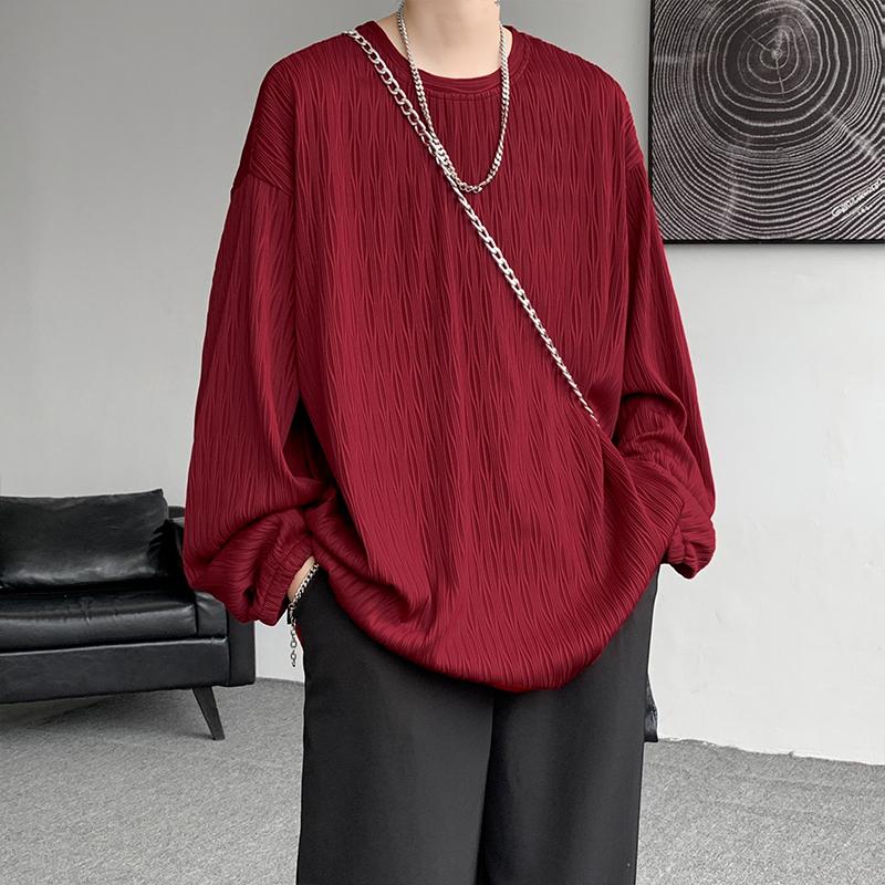 2025 Spring Autumn Men Oversized T-Shirt Man Long Sleeves Pure Color Tshirt Male Bottoming Shirt Man Basic Tops Tees