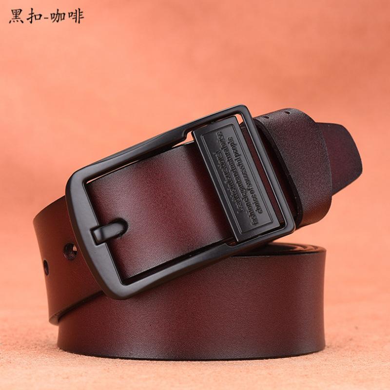 Men'S Belt Leather Pin Buckle Pure Cowhide No Interlayer Belt Men'S Trendy Casual Jeans Belt