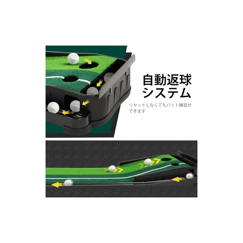 ropoda Golf Putting Mat with Automatic Return Function, 3m Long, Quiet Approach Mat for Indoor and Outdoor Use, Artificial Turf