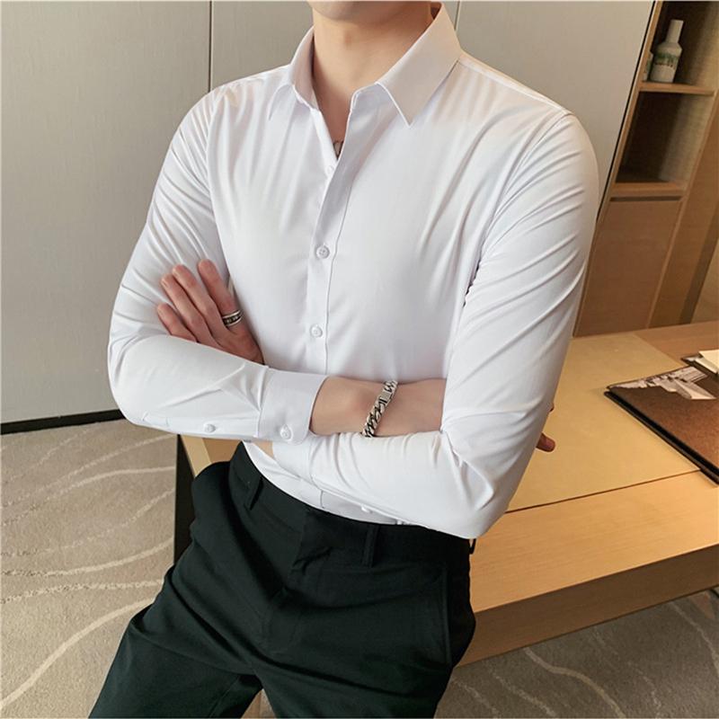 British Style Long Sleeve Shirt Men Clothing Fashion Autumn Business Formal Wear Chemise Homme Slim Fit