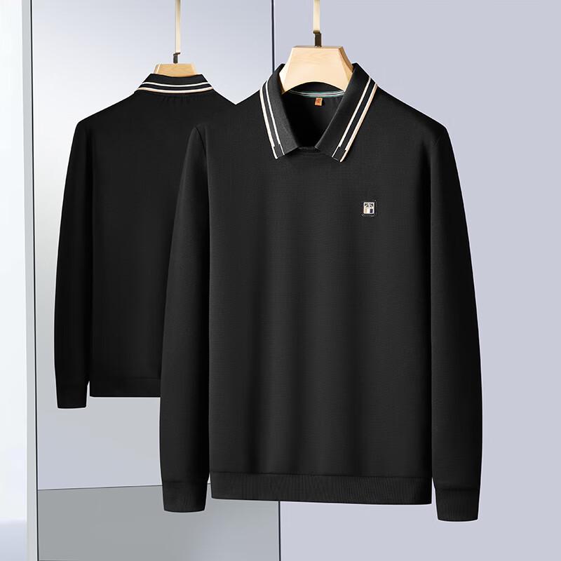 

Men s Plus Size Heavyweight Lapel Long Sleeve T-Shirt 3XL