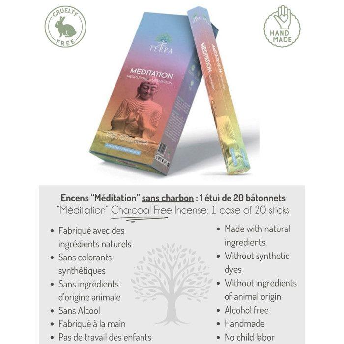 Encens - Terra - Méditation - Sans charbon - Floral et aquatique - 30g