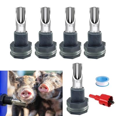 5Pieces Stainless Steel Pig Watering Nipples with LeakProof Design Easy Installation for Farm Livestock Watering Use