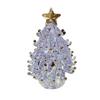 Decorative Glass Sculpture Glazed Christmas Tree Ornament with Star Topper, Colorful Party Table Decor Art, Faux Crystal Tabletop for Home Office Gift