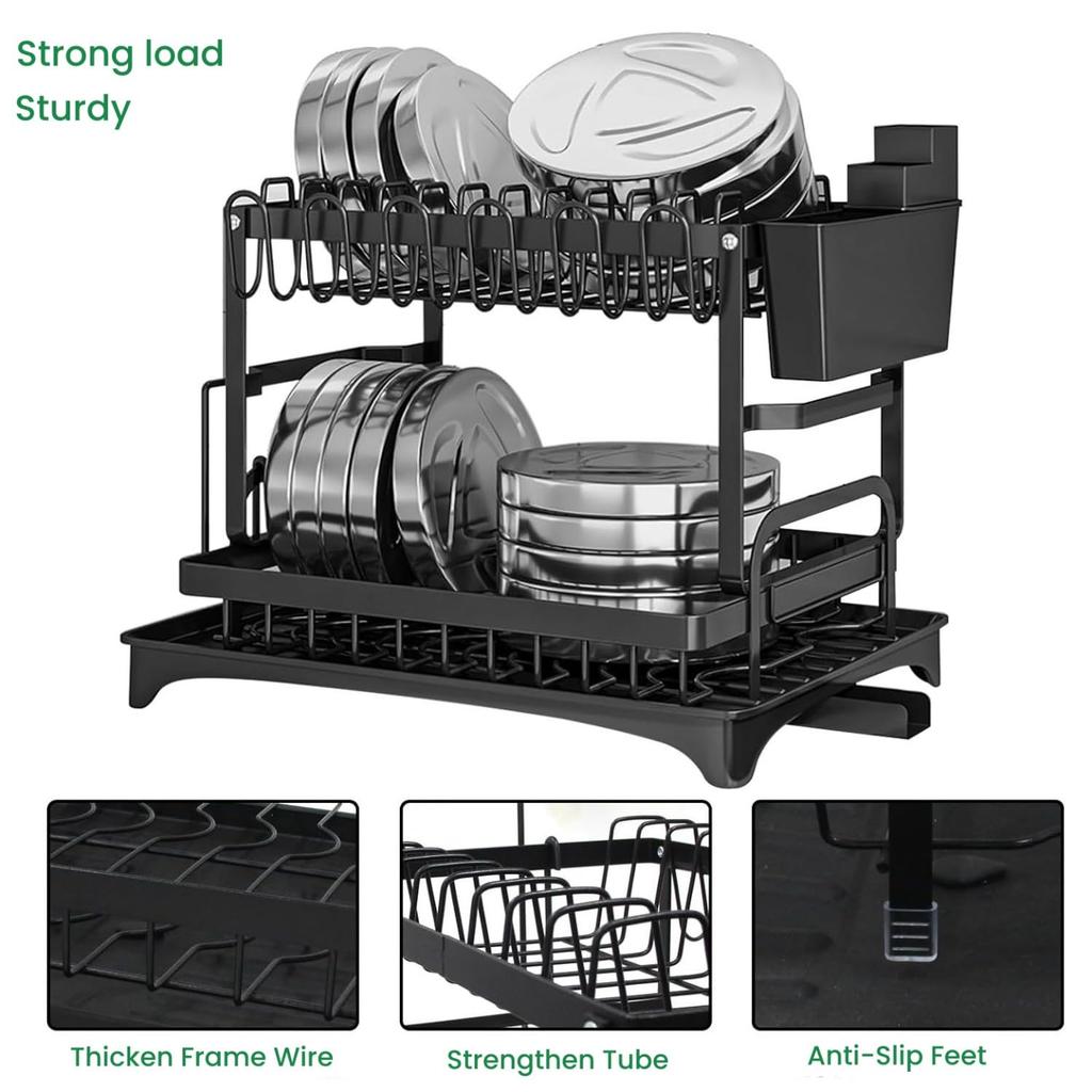 FUMITT Dish Dish Dish Slim Large Kitchen Dish Drying Easy To Assemble Automatic Drain Drainer, Drainer, Rust-Proof, Storage, - Capacity, Supplies,