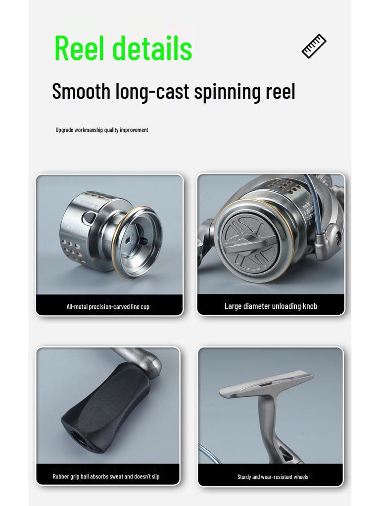 Compact Golf Spinning Reel with Metal Line Cup - Long Cast Genuine Micro Lure Fishing Reel for Casting and Rock Fishing Rods.