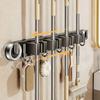 Movable Suction Cup Mop Clip Wall-Mount Storage Rack