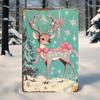 Vintage Pink Santa & Deer Iron Sign for Outdoor Yards & Porches, Unique Holiday Gift