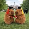 Cartoon Design Graduation Capybara Plush Toy 25 CM Doctor Hat Capybara  Party Decor
