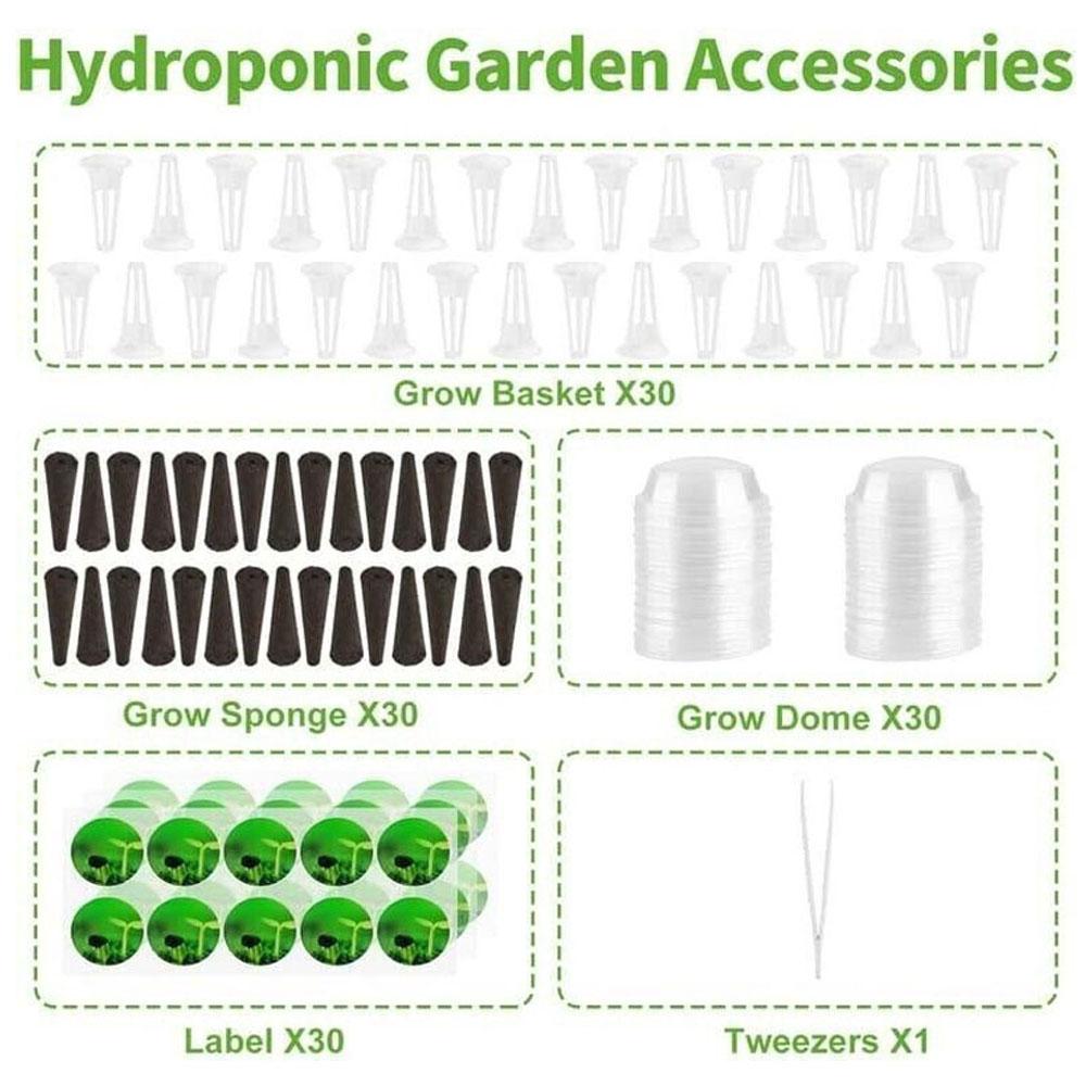 Hydroponic Garden Seed Pods Grow Anything Kit with Accessories Sponge Dome (30 Sets)