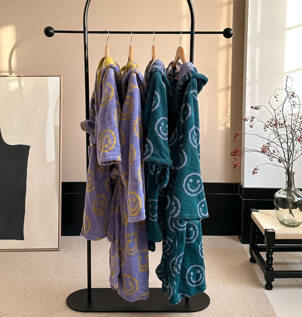 Smiling Face Retro Parent-Child Bathrobe Refined Sparse Long-Staple Cotton Bathrobe Cotton Yarn-Dyed Long-Staple Cotton Bathrobe