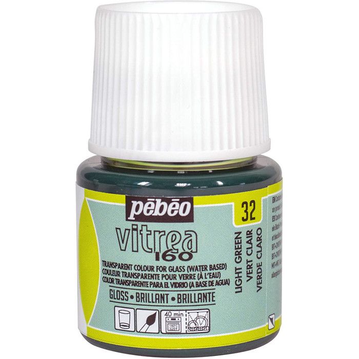 Peinture sur verre - PEBEO - V160 - 45 ml - Effet brillant - Vert Clair