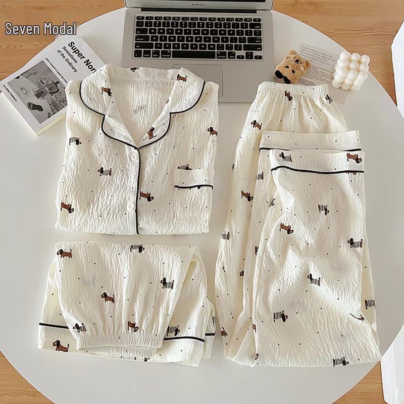 Women s Cartoon Dachshund Modal 3-Piece Pajama Set XL