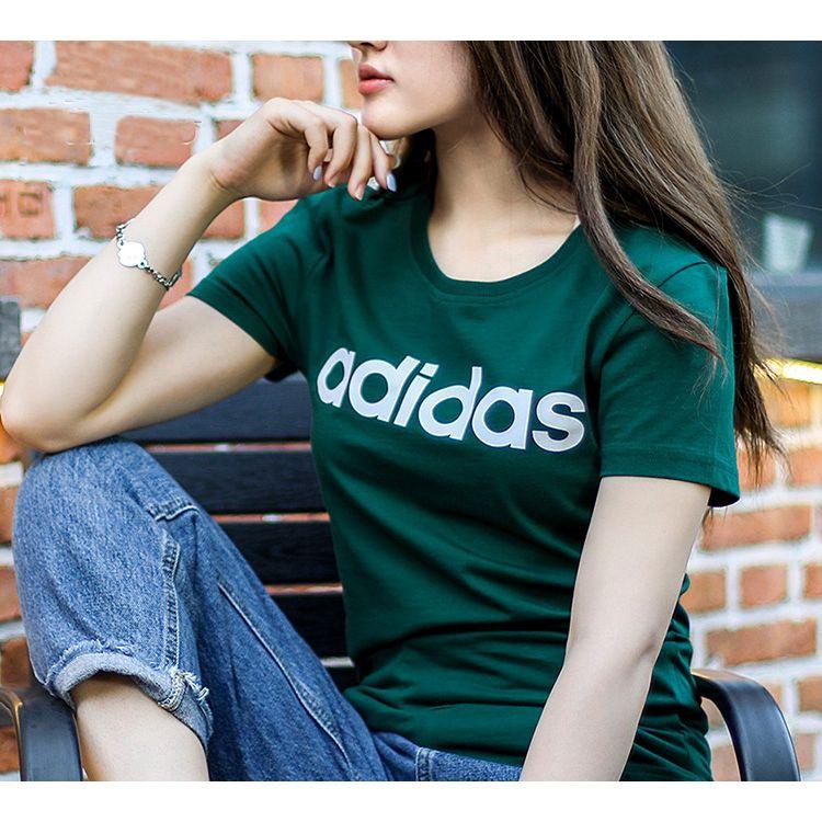 Adidas Neo Round Neck Short Sleeve T-Shirt Women Tops Forest-Green FP7866