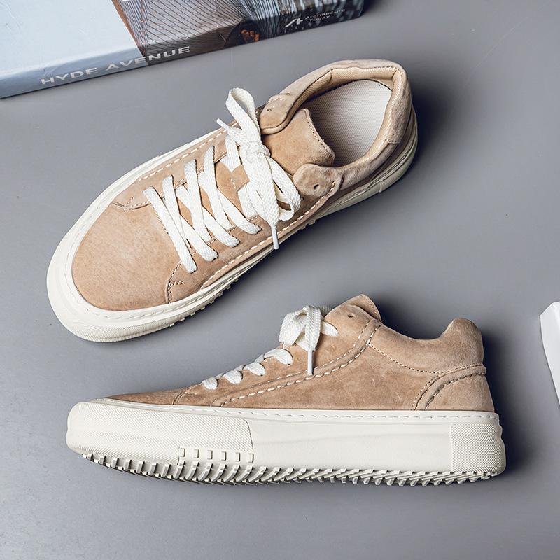 Pigskin casual men's shoes new summer tooling function retro British board shoes low-top white shoes men