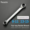 Two-Way Quick Ratchet Combination Wrench: Four-in-One Open-End Automotive Tool