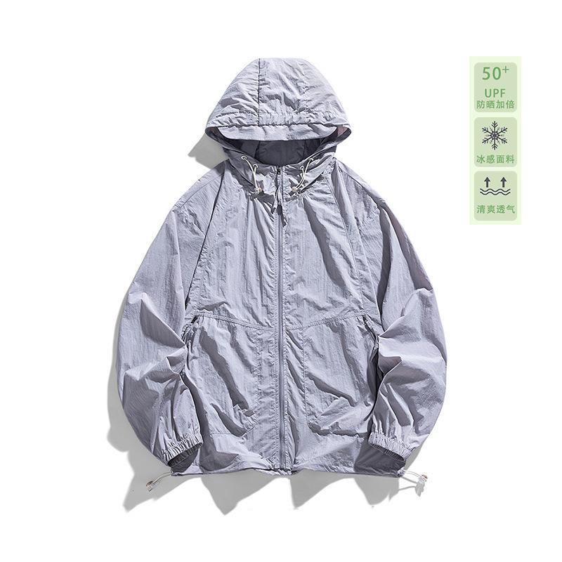Summer couple anti-ultraviolet skin sunscreen clothing men's and women's UPF10 + light and breathable casual hooded sunscreen clothing