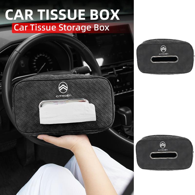 Boîte à mouchoirs de voiture Sac à mouchoirs pour dossier de siège Installation facile Pour Citroen C4 C3 C5 C2 Berlingo Celysee Cactus Picasso Aircross Saxo Grand