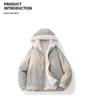 Unisex Thickened Winter Faux Rabbit Fur Jacket with Velvet Lining - Warm Hooded American Style