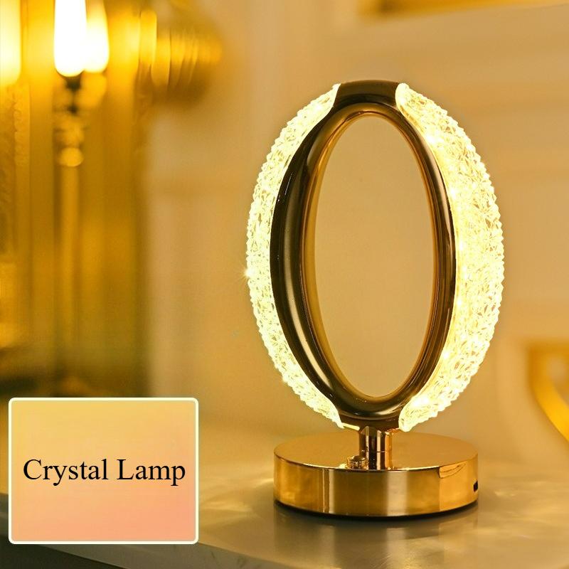 Cordless Crystal Lamp Touch Sensor Control LED Night Light Table Lamp Rechargeable Dimmable Bedroom Decoration Camping Lights