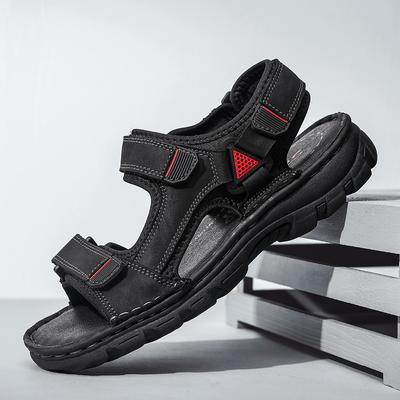 Sandales confortables en cuir véritable pour hommes, chaussures décontractées d'été pour hommes, sandales de plage respirantes, chaussures tendance et cool, grande taille 38-48