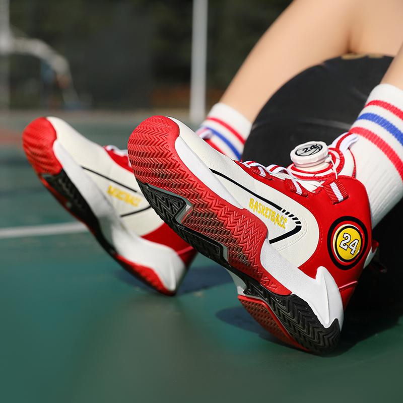 Herbst/Winter Leder Kinder Drehverschluss Basketballschuhe Jugend Kinder Sport Basketballschuhe