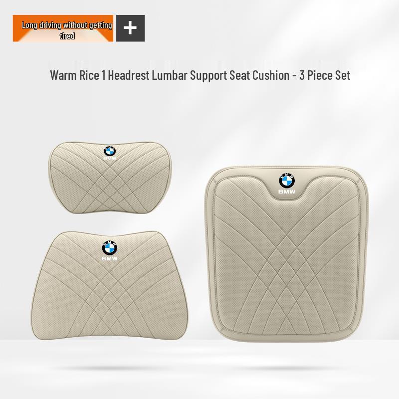 BMW Neck & Lumbar Support Pillow - Fits 1, 3, 5, 7 Series, X1, X3, X5, X6 - Car Interior Accessory
