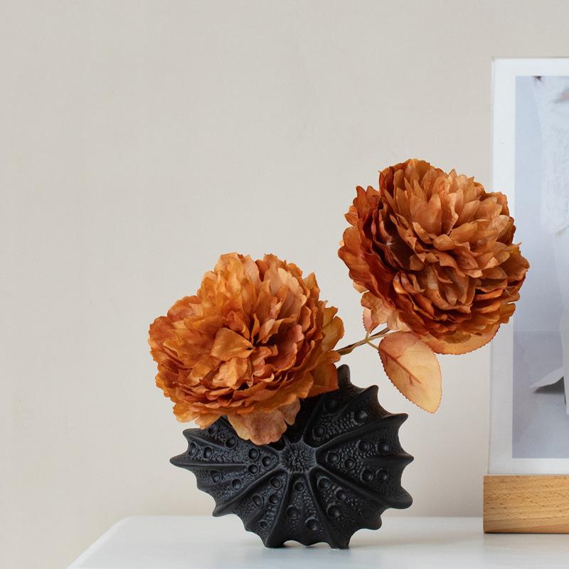 Sea Urchin Creative Pointed Mouth Ceramic Vase Advanced Sense Flower Arrangement Home Desktop Decoration Ornament