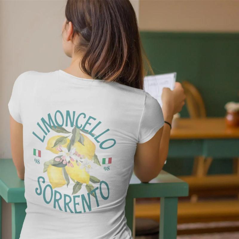 Limoncello Shirt Mens and Womens Fashionable Spring and Summer Short Sleeved Round Neck Loose Oversized Fashionable Top