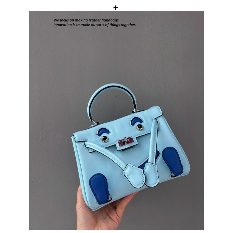 2025 Premium Head Layer Leather Smiling Face Bag+Millennium Doll Mini Bag Cute Crossbody Bag