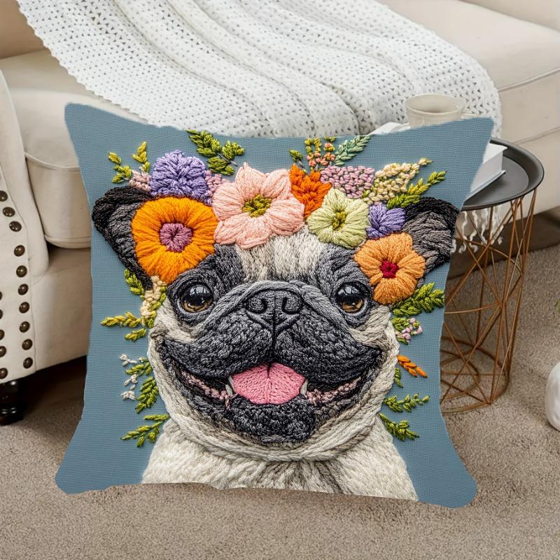 Jessica Chen Unisex Pug Dog Throw Cushion Covers Chair Living Room Pillowcase Cozy Zipper Sofa Pillow Covers Animal Bedroom Indoor H Ome Decor