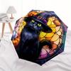 Halloween Witch Cat Stained Window DecalUmbrella, Portable 3-Fold Compact Umbrella,Christmas Gift ES461