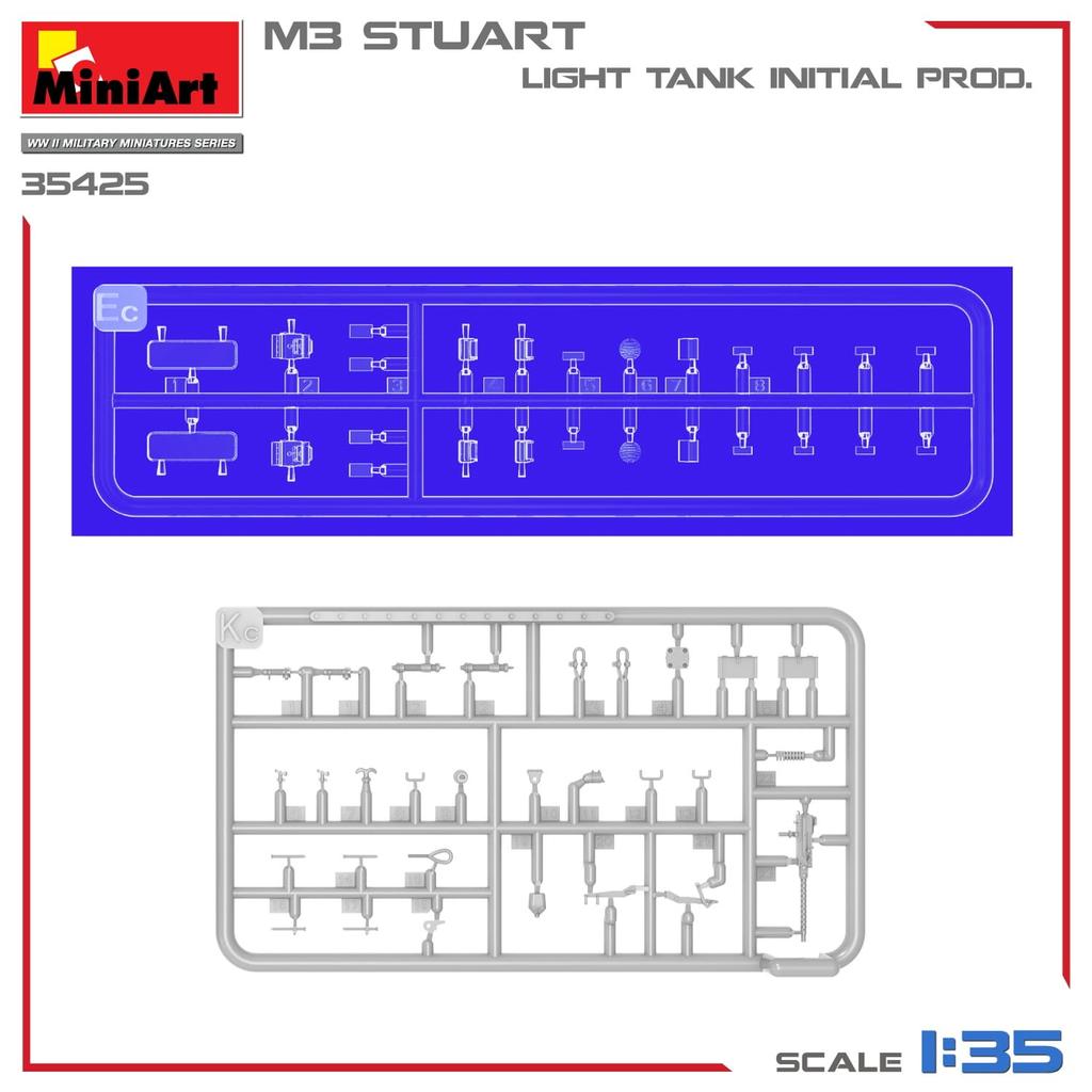 Miniart scale American M3 Stuart Light Tank Early Production Plastic Model Kit MA35425 1/35