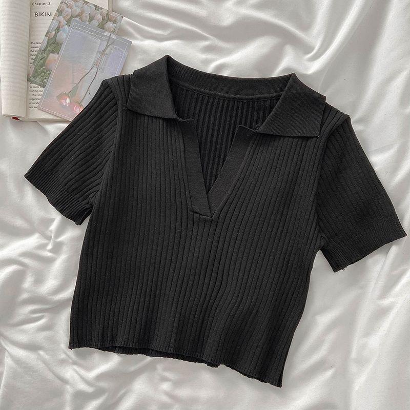 Salt-Style Summer Two-Piece: Knit Top & High-Waisted Pleated Skirt Set for Students