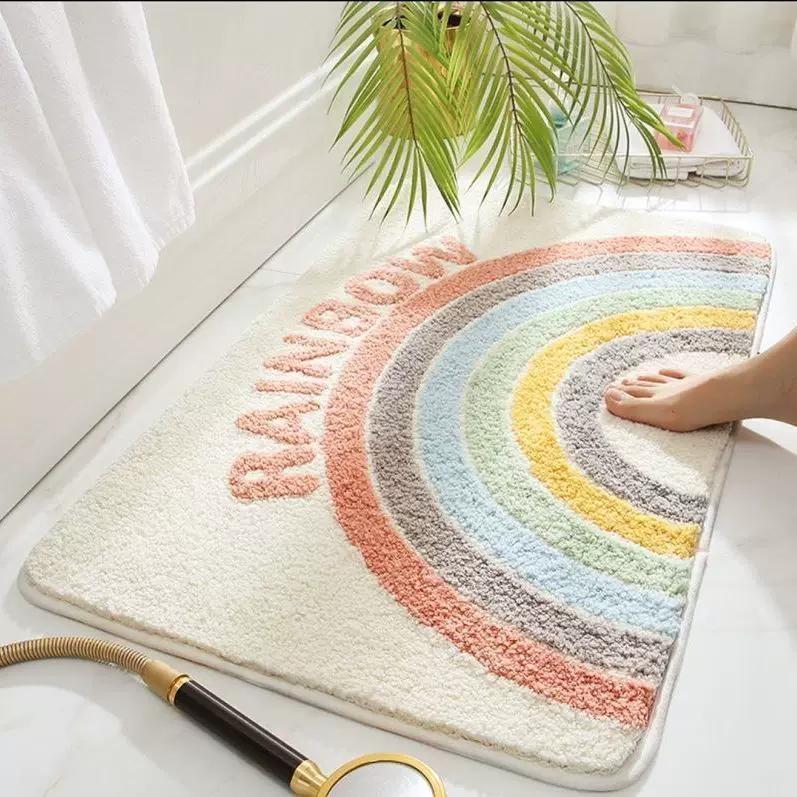 Tappeto in Cashmere Sintetico Morbido Assorbente Tappetino da Bagno Tappeto Comodino Camera da Letto Bambina Decorazione per la Casa