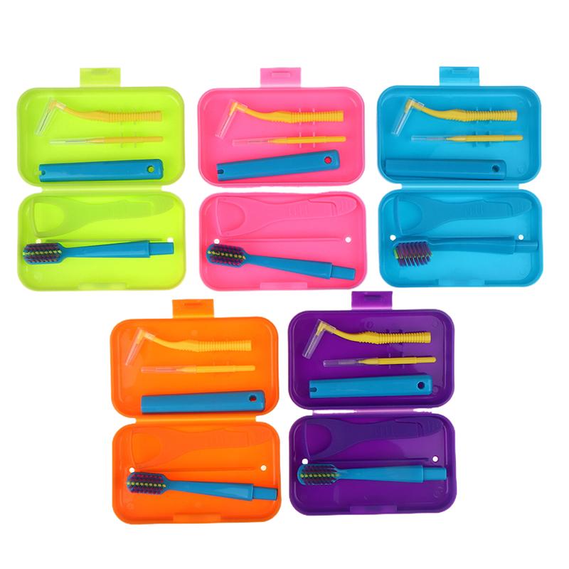 Travel Portable Oral Dental Care Brush Kit Multicolour Dental Wax Teeth Cleaning Tool Foldable Interdental Brush Floss