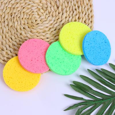 5 stücke Natürliche Gesicht Runde Make-Up Entferner Werkzeug Holz Zellstoff Schwamm Cellulose Kompresse Kosmetische Puff Gesichts Waschen Schwamm Rosa Blau