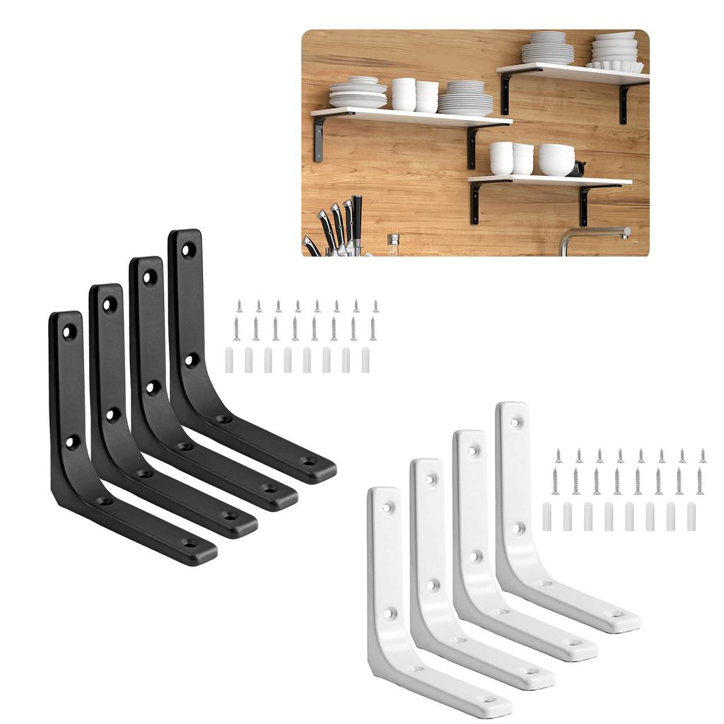 4Pcs Heavy Duty L Shape Wall Bracket 4x4 Inch Floating Shelf Support Joint Angle Bracket for DIY Installation with Screw