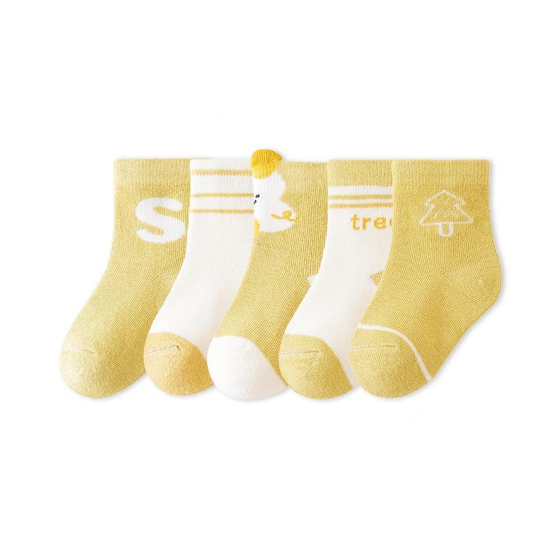 5Pairs/set Baby Socks Cotton Spring Autumn Cartoon Animal Children's Medium Tube Sock Cute Toddler Girls Boys Socks