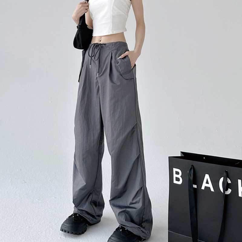 

2025 Women s All-Season Loose Fit High-Waist Parachute Cargo Pants L